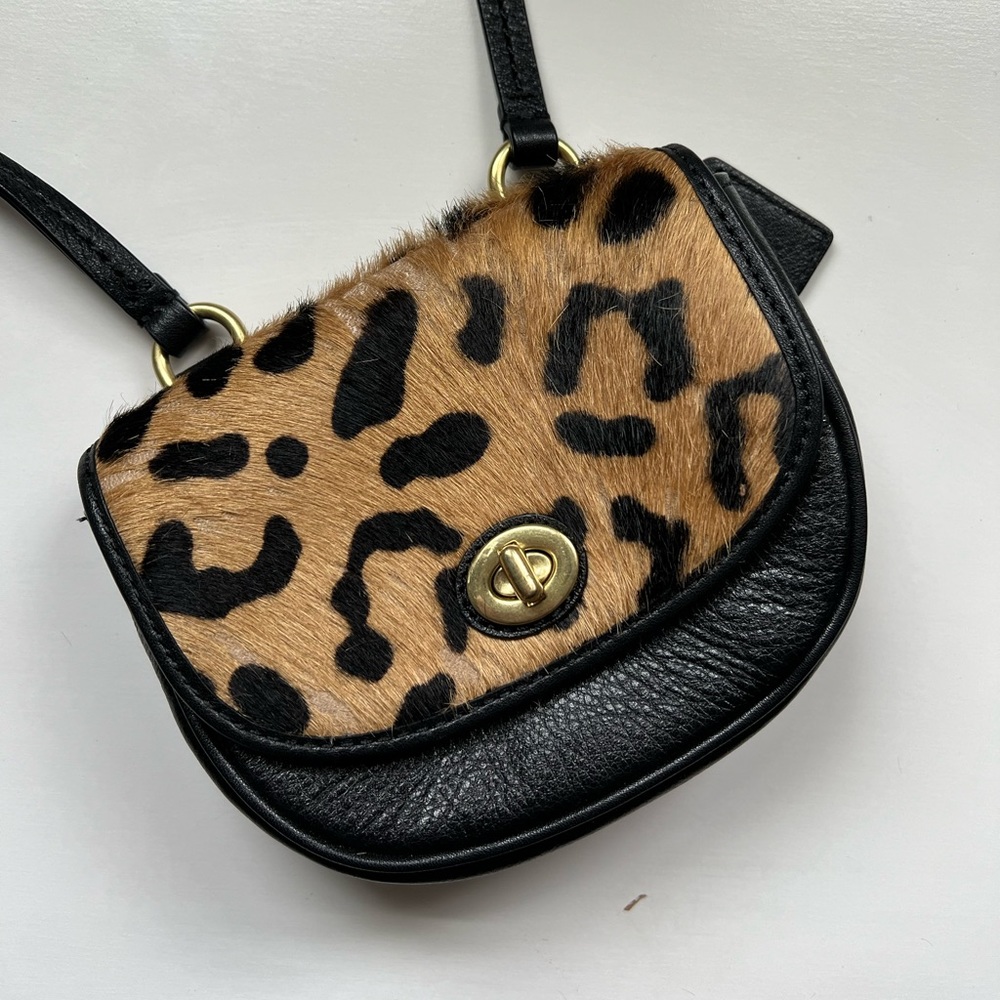 Coach Mini Leopard Print Calf-fur Crossbody